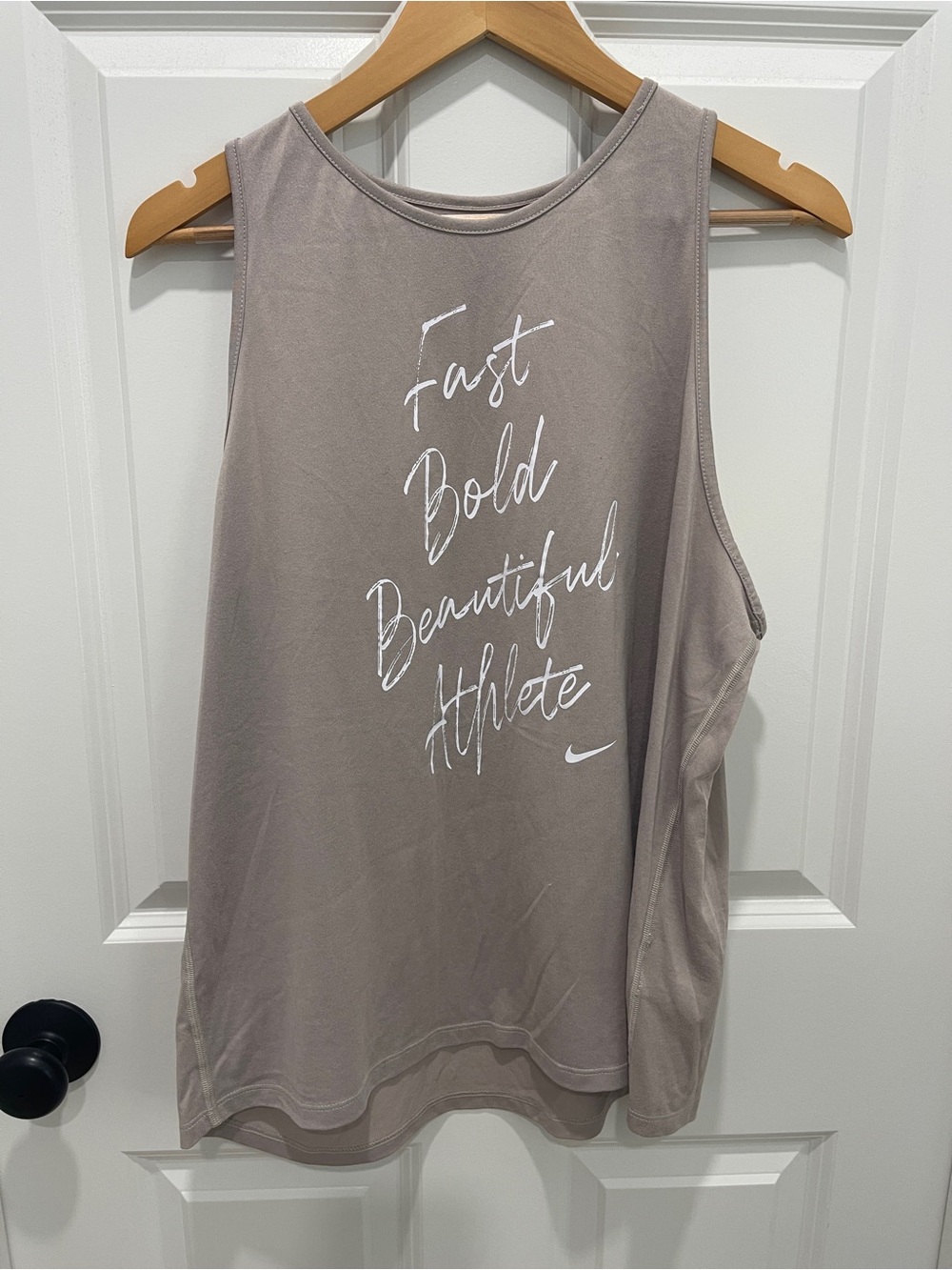 Nike Tee — Light Taupe with Black Print